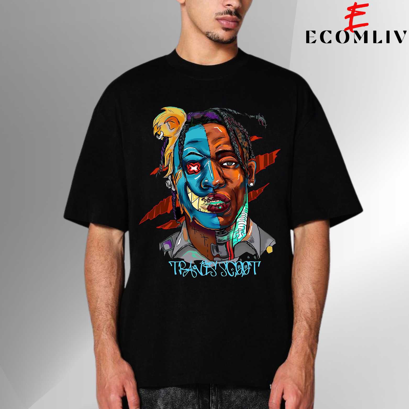 Travis Scott Face T Shirt, Unisex Tee, Streetwear Hip Hop Merch